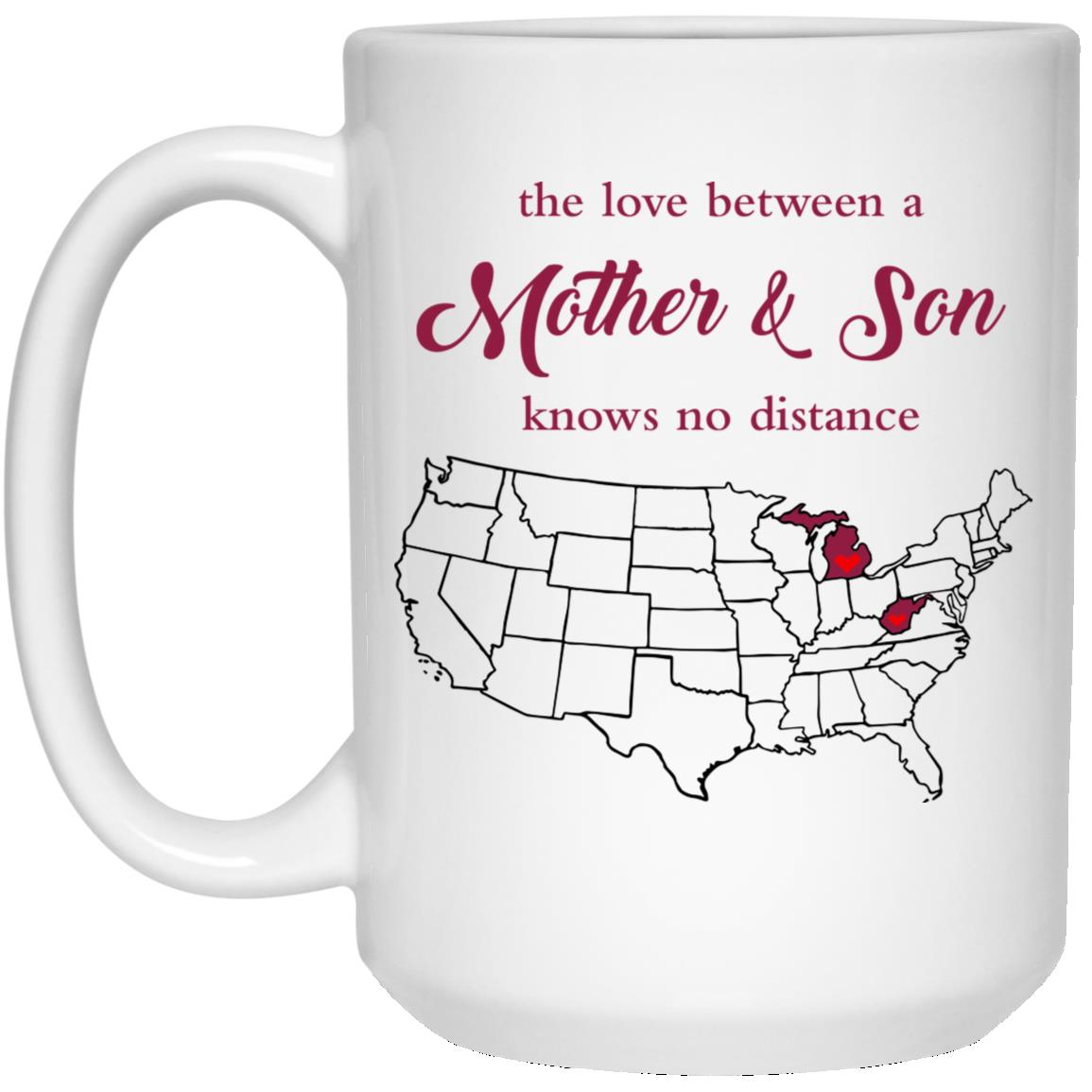 Michigan West Virginia The Love Between Mother And Son Mug - Mug Teezalo