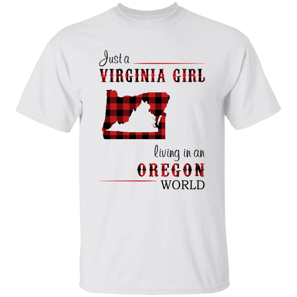 Just A Virginia Girl Living In An Oregon World T-shirt - T-shirt Born Live Plaid Red Teezalo