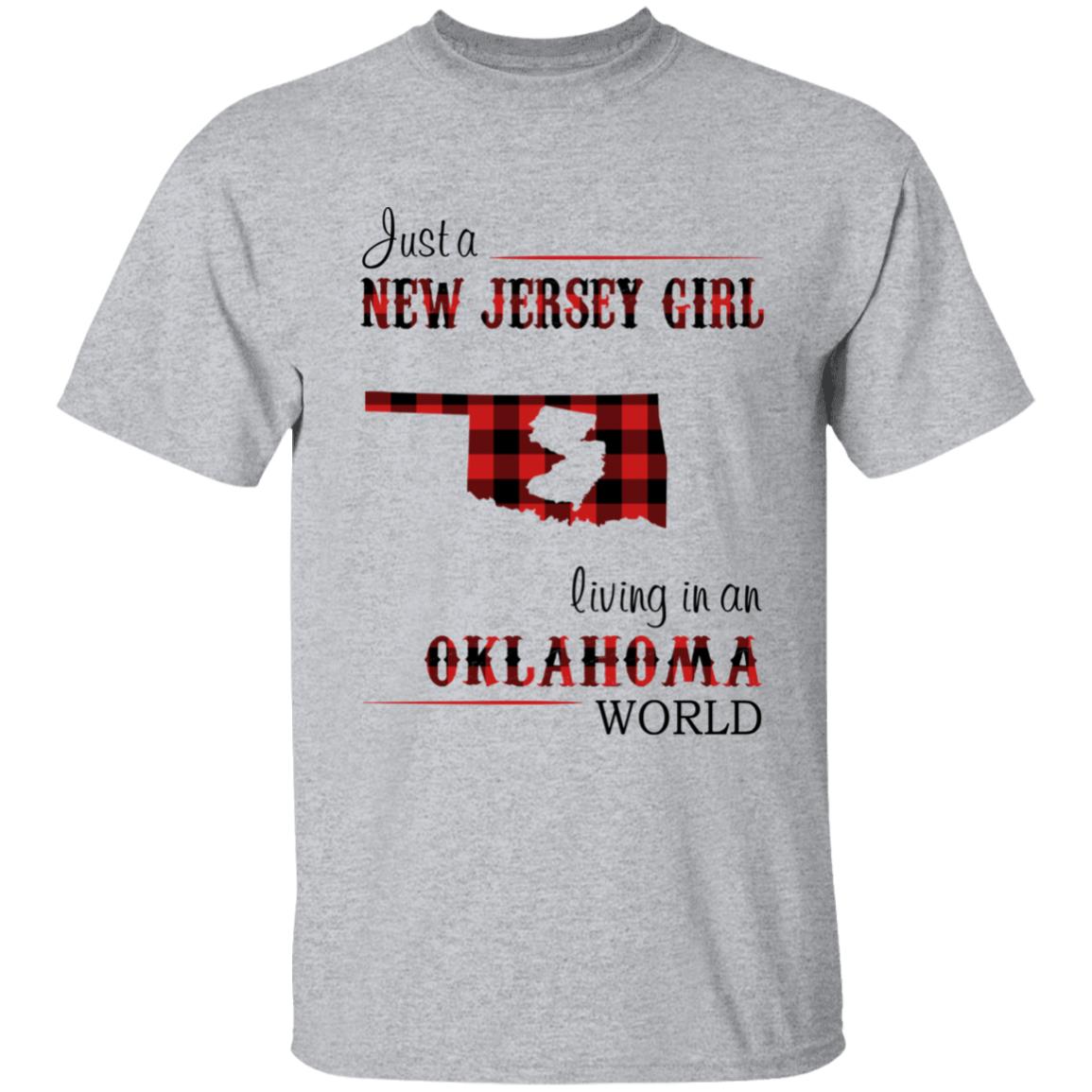 Just A New Jersey Girl Living In An Oklahoma World T-shirt - T-shirt Born Live Plaid Red Teezalo