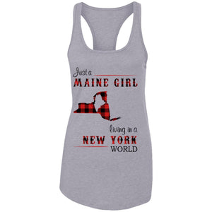 Just A Maine Girl Living In A New York World T-Shirt - T-shirt Teezalo