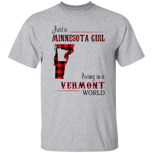 Just A Minnesota Girl Living In A Vermont World T-shirt - T-shirt Born Live Plaid Red Teezalo