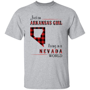 Just An Arkansas Girl Living In A Nevada World T-shirt - T-shirt Born Live Plaid Red Teezalo