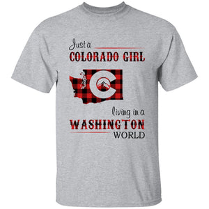 Just A Colorado Girl Living In A Washington World T-shirt - T-shirt Born Live Plaid Red Teezalo