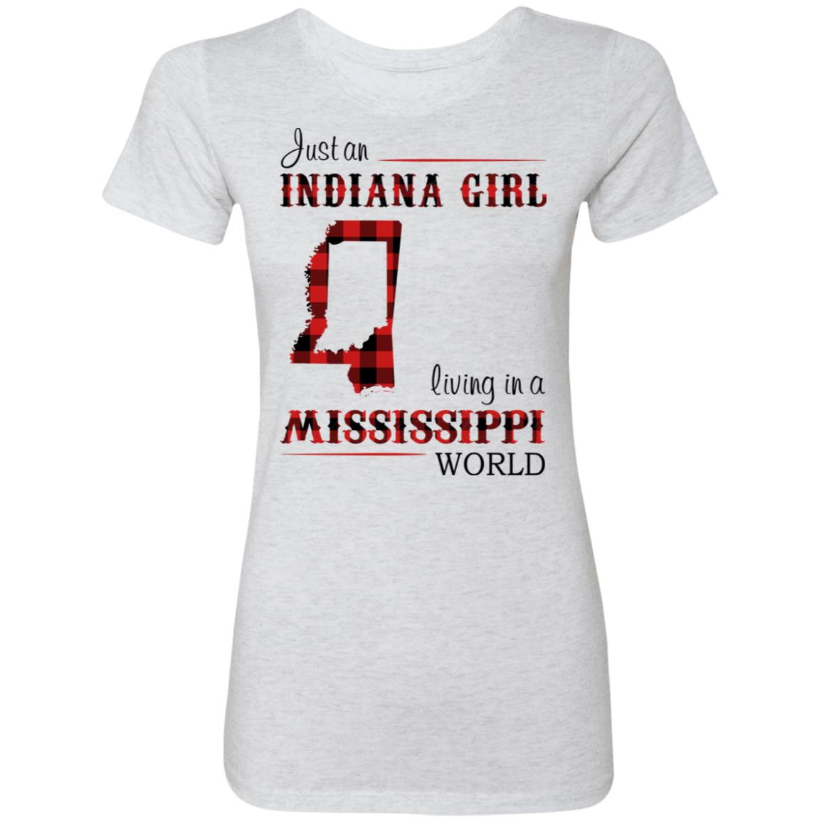 Just An Indiana Girl Living In A Mississippi World T-Shirt - T-shirt Born Live Plaid Red Teezalo