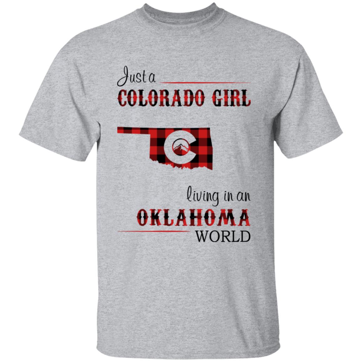 Just A Colorado Girl Living In An Oklahoma World T-shirt - T-shirt Born Live Plaid Red Teezalo