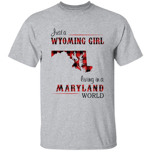 Just A Wyoming Girl Living In A Maryland World T-shirt - T-shirt Born Live Plaid Red Teezalo