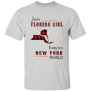 Just A Florida Girl Living In A New York World T-shirt - T-shirt Born Live Plaid Red Teezalo