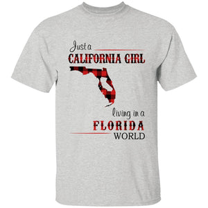 Just A California Girl Living In A Florida World T-shirt - T-shirt Born Live Plaid Red Teezalo