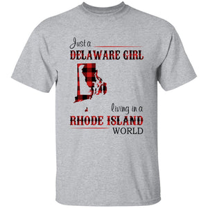 Just A Delaware Girl Living In A Rhode Island Girl T-shirt - T-shirt Born Live Plaid Red Teezalo