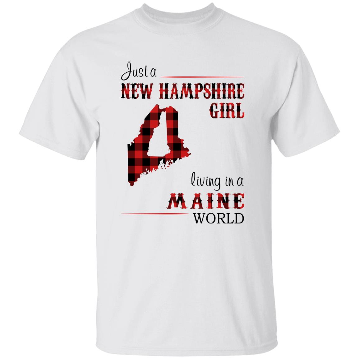 Just A New Hampshire Girl Living In A Maine World T-shirt - T-shirt Born Live Plaid Red Teezalo