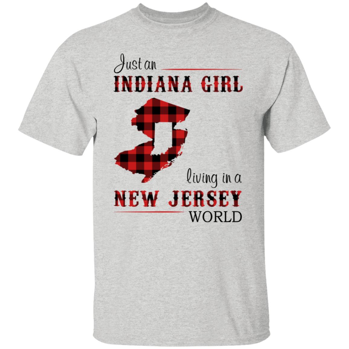 Just An Indiana Girl Living In A New Jersey World T-Shirt - T-shirt Born Live Plaid Red Teezalo