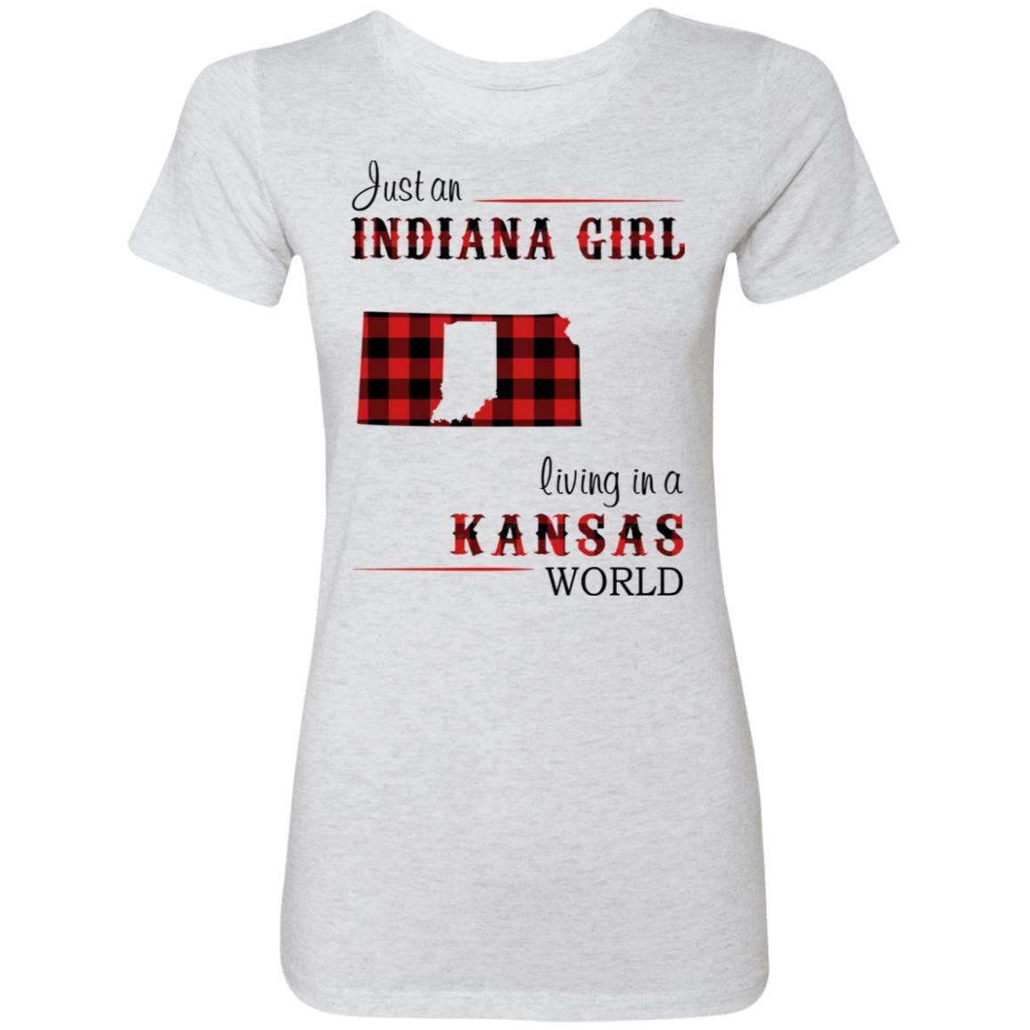 Just An Indiana Girl Living In A Kansas  World T-Shirt - T-shirt Born Live Plaid Red Teezalo