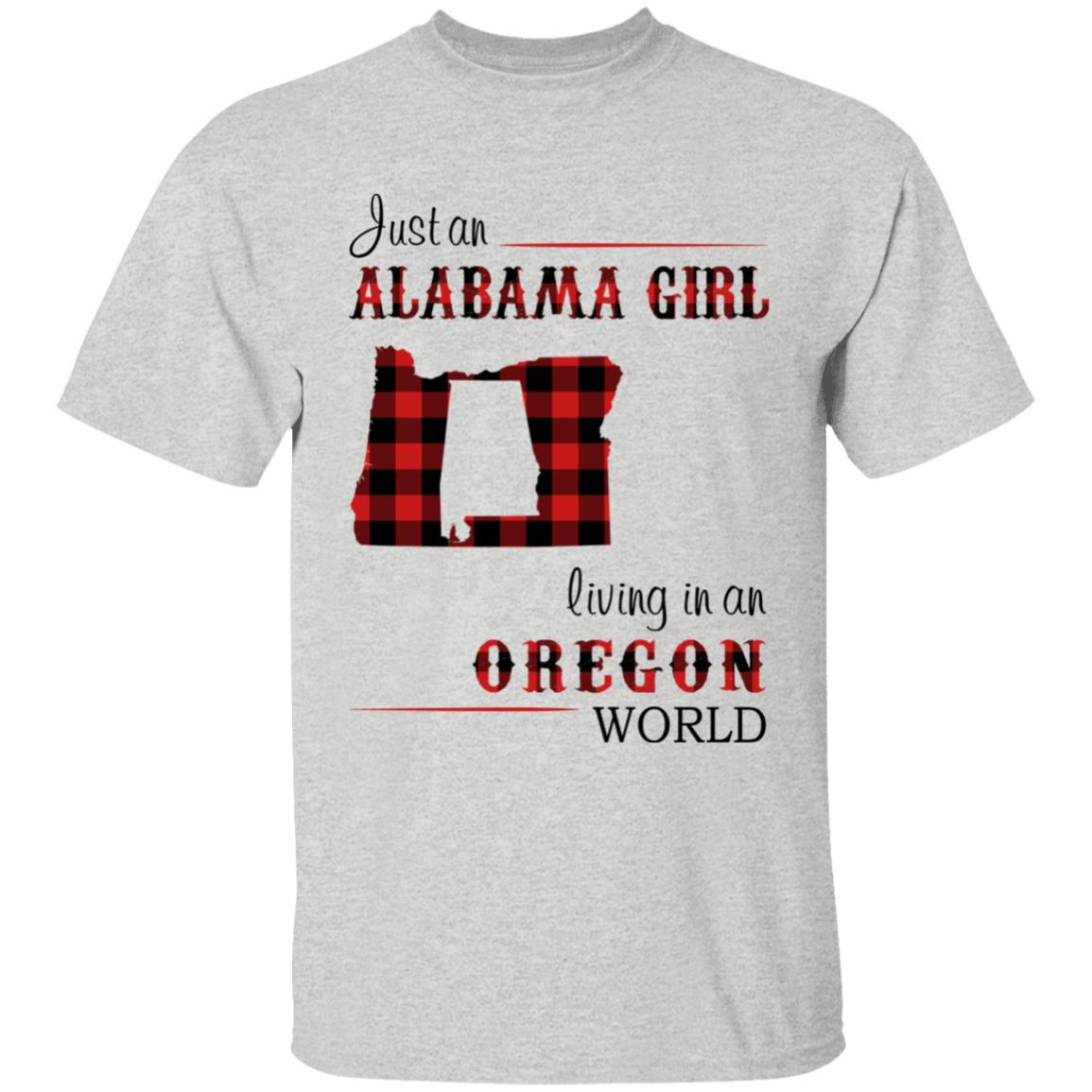 Just An Alabama Girl Living In An Oregon World T-shirt - T-shirt Born Live Plaid Red Teezalo