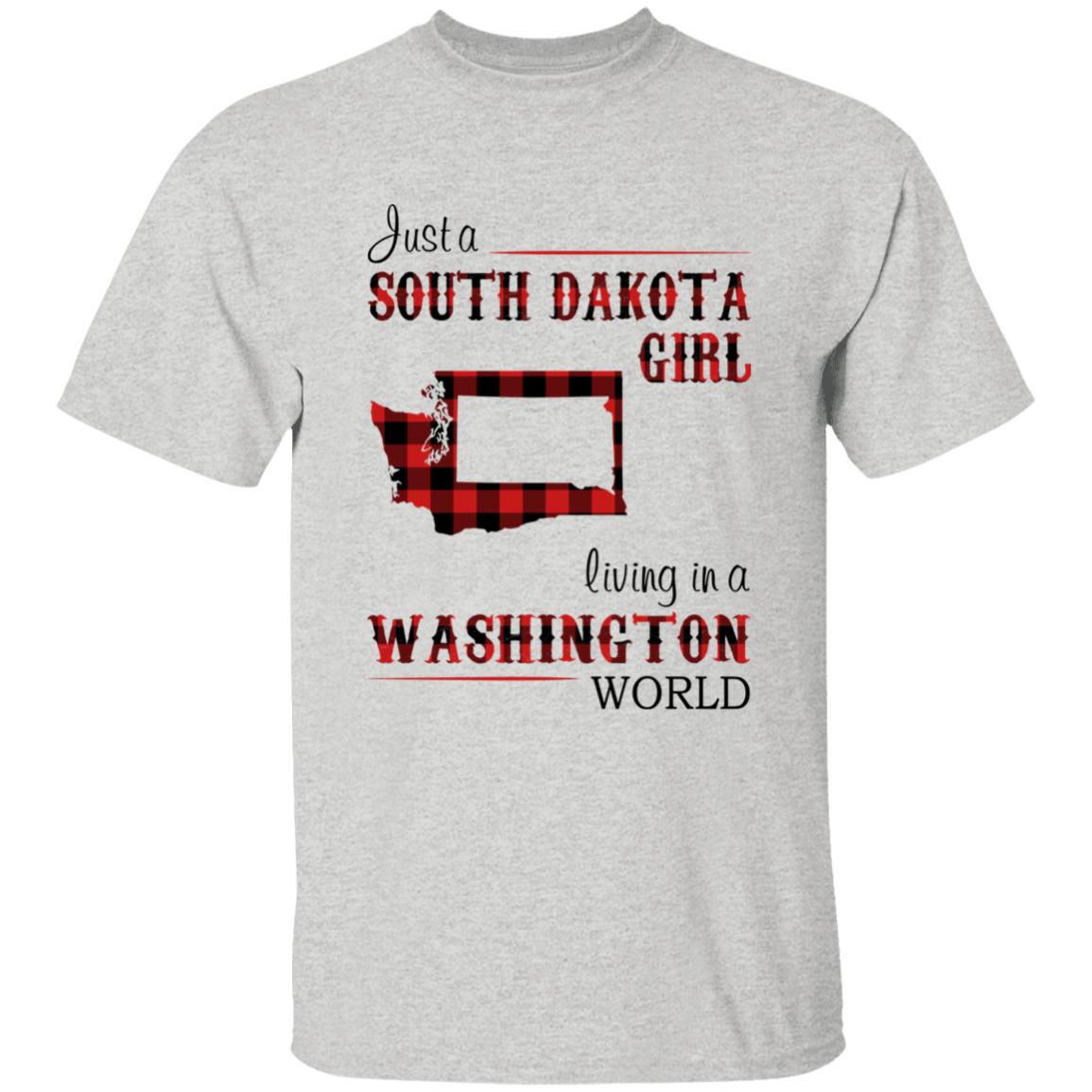Just A South Dakota Girl Living In A Washington World T-shirt - T-shirt Born Live Plaid Red Teezalo