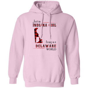 Just An Indiana Girl Living In A Delaware World T-Shirt - T-shirt Born Live Plaid Red Teezalo