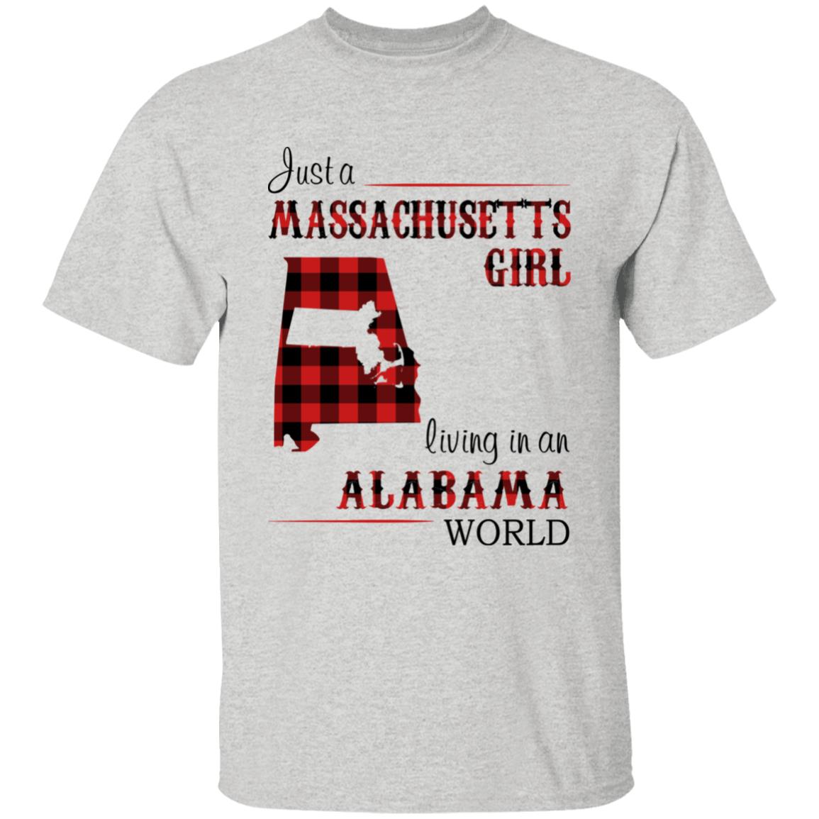 Just A Massachusetts Girl Living In An Alabama World T-shirt - T-shirt Born Live Plaid Red Teezalo