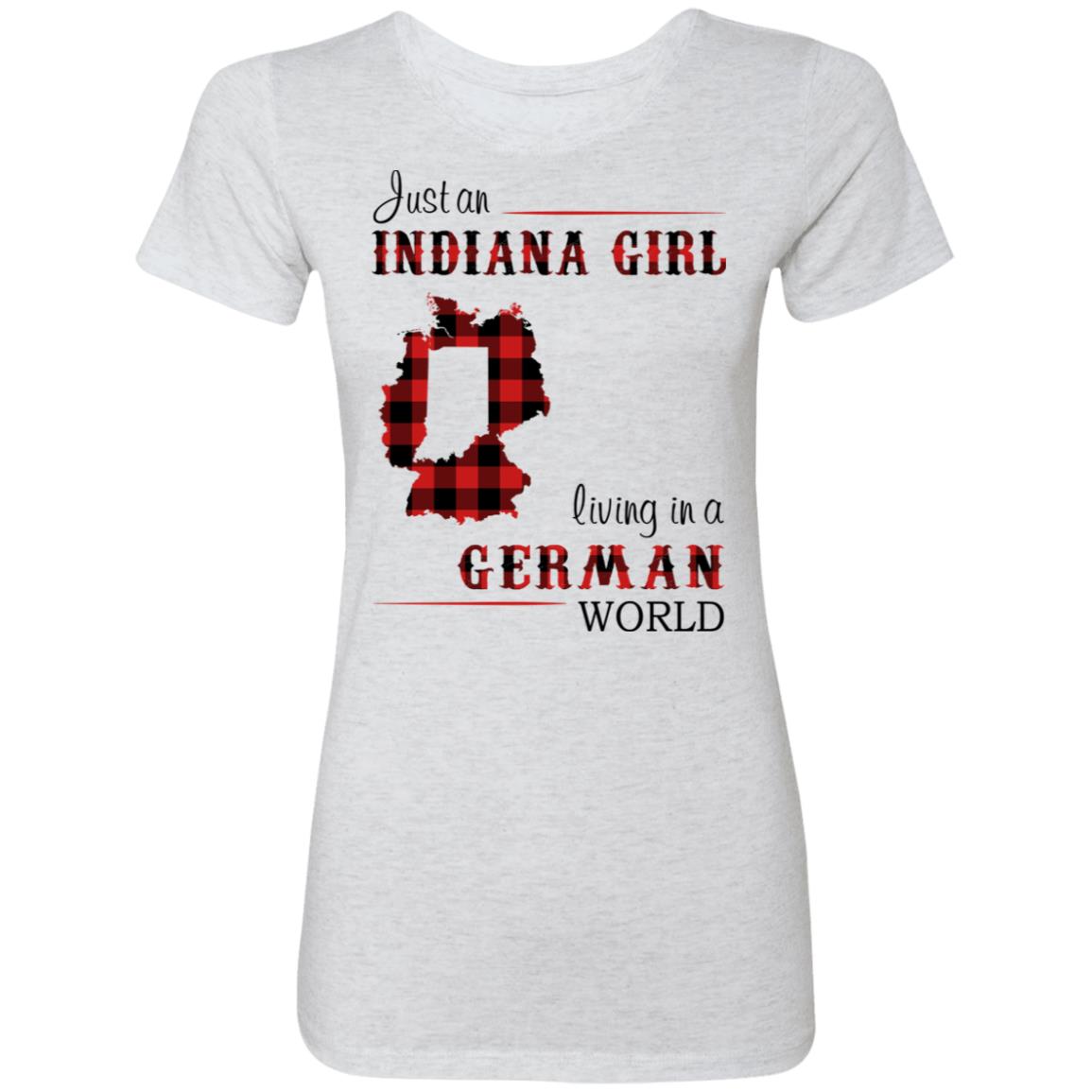 Just An Indiana Girl Living In A German World T-Shirt - T-shirt Born Live Plaid Red Teezalo