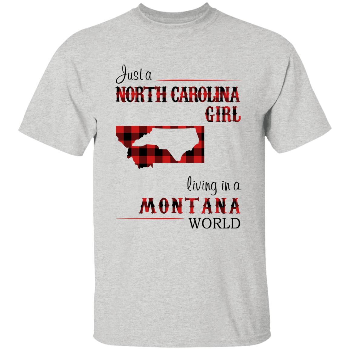 Just A North Carolina Girl Living In A Montana World T-shirt - T-shirt Born Live Plaid Red Teezalo