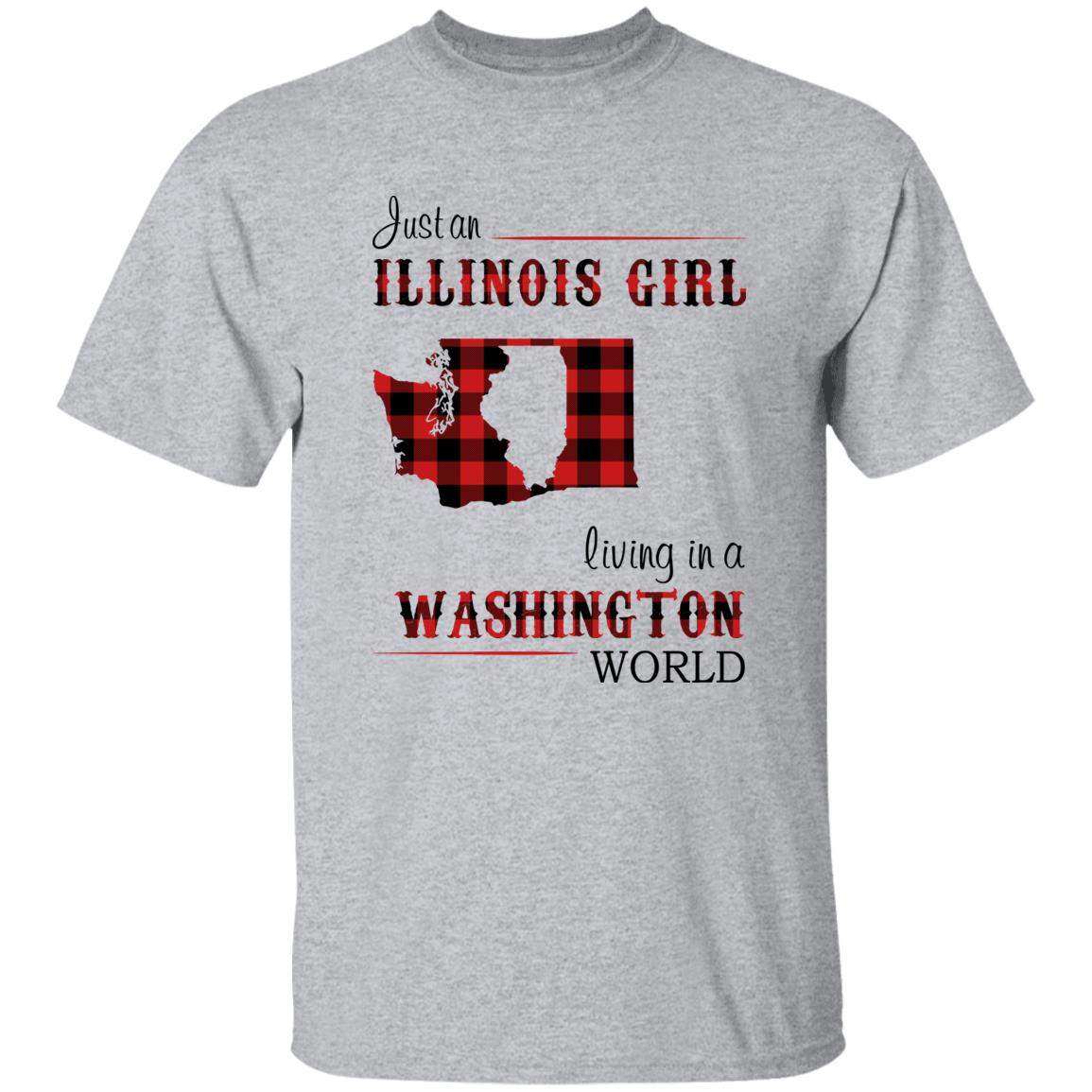 Just An Illinois Girl Living In A Washington World T-shirt - T-shirt Born Live Plaid Red Teezalo