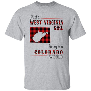 Just A West Virginia Girl Living A Colorado World T Shirt - T-shirt Teezalo
