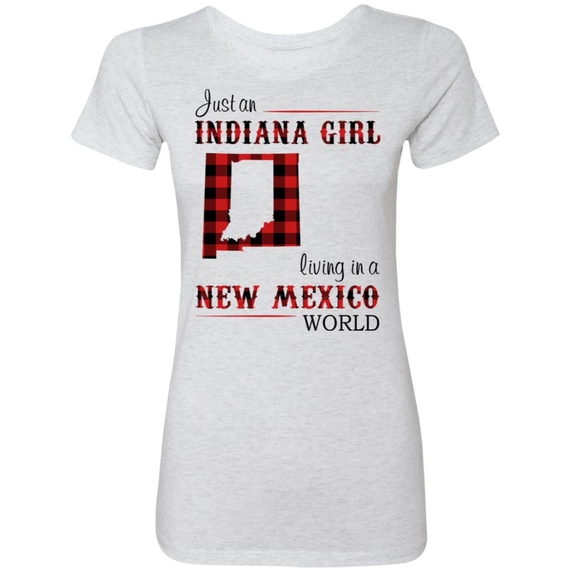 Just An Indiana Girl Living In A New Mexico World T-Shirt - T-shirt Born Live Plaid Red Teezalo