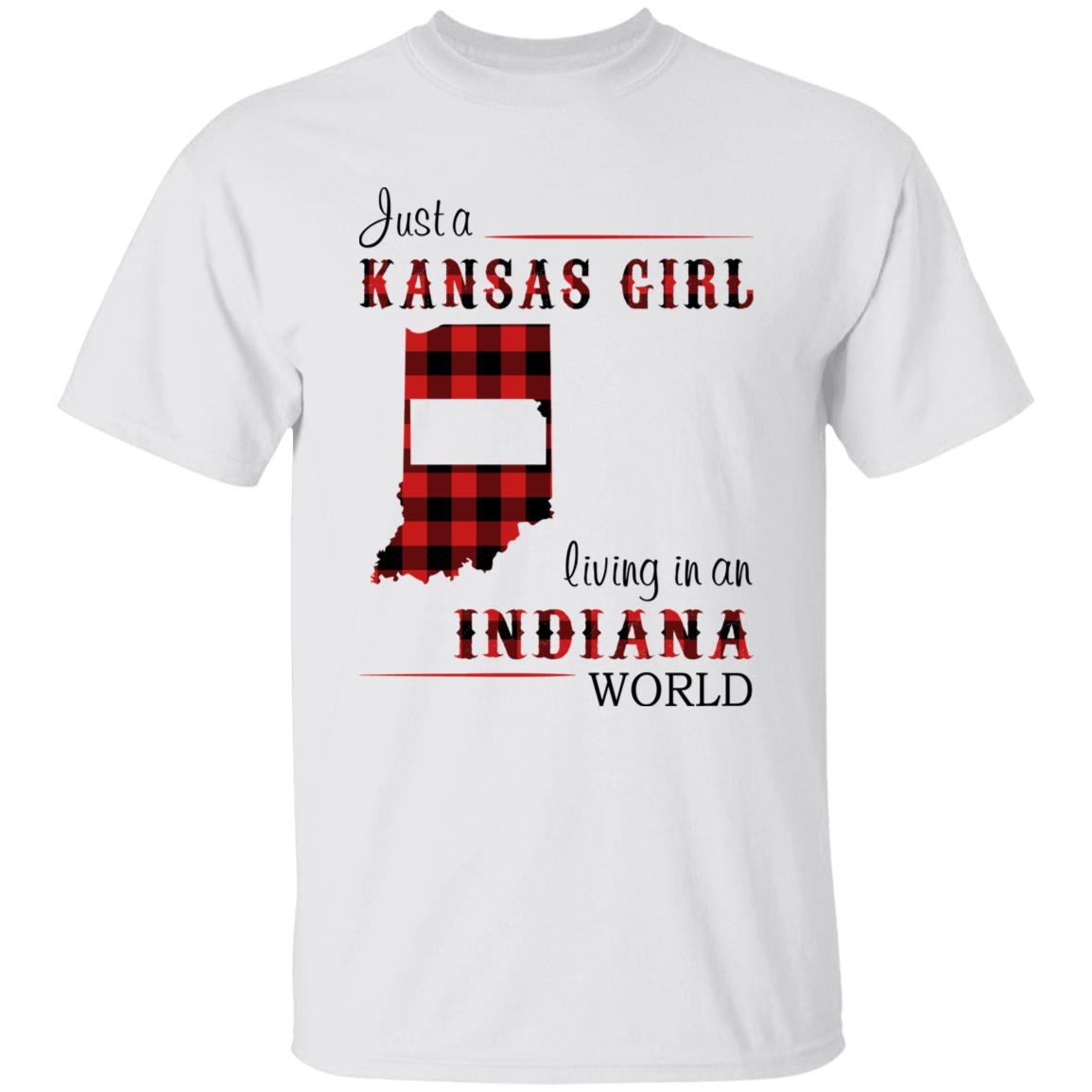 Just A Kansas Girl Living In An Indiana World T-shirt - T-shirt Born Live Plaid Red Teezalo