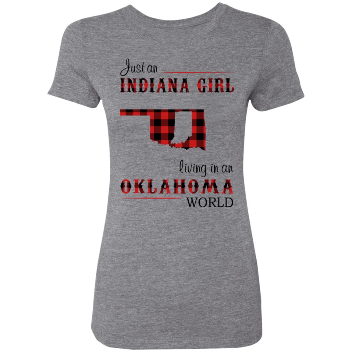 Just An Indiana Girl Living In An Oklahoma World T-Shirt - T-shirt Born Live Plaid Red Teezalo