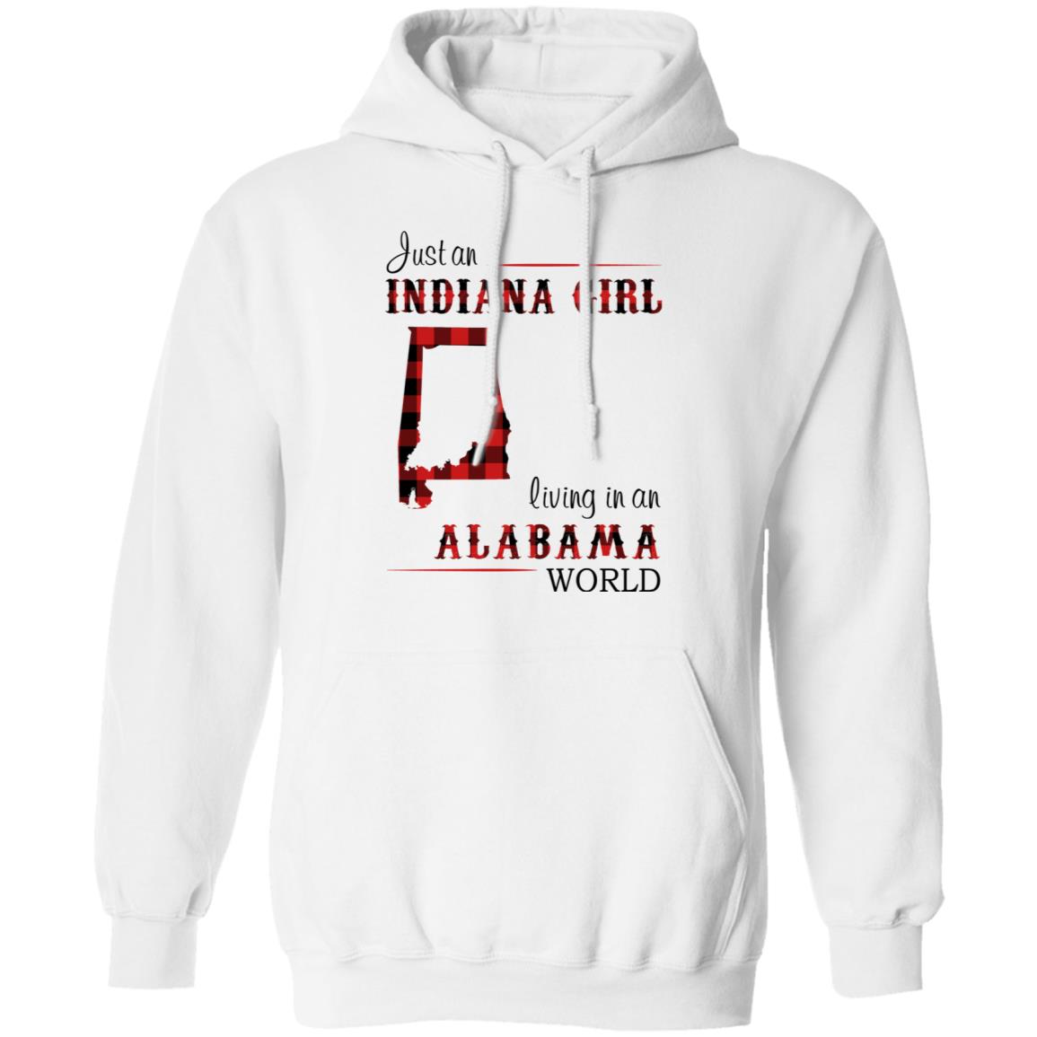 Just An Indiana Girl Living In An Alabama World T-Shirt - T-shirt Born Live Plaid Red Teezalo