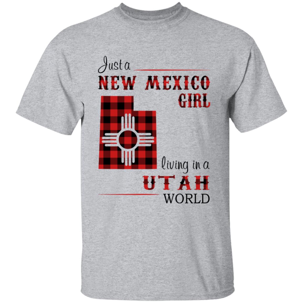 Just A New Mexico Girl Living In A Utah World T-shirt - T-shirt Born Live Plaid Red Teezalo