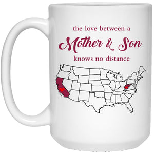 West Virginia California The Love Between Mother And Son Mug - Mug Teezalo