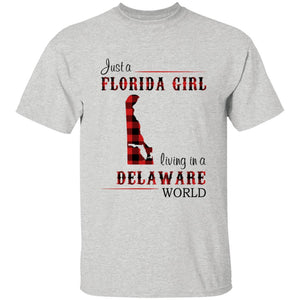 Just A Florida Girl Living In A Delaware World T-shirt - T-shirt Born Live Plaid Red Teezalo