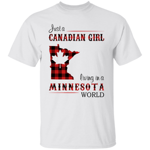 Just A Canadian Girl Living In A Minnesota World T-Shirt - T-shirt Teezalo