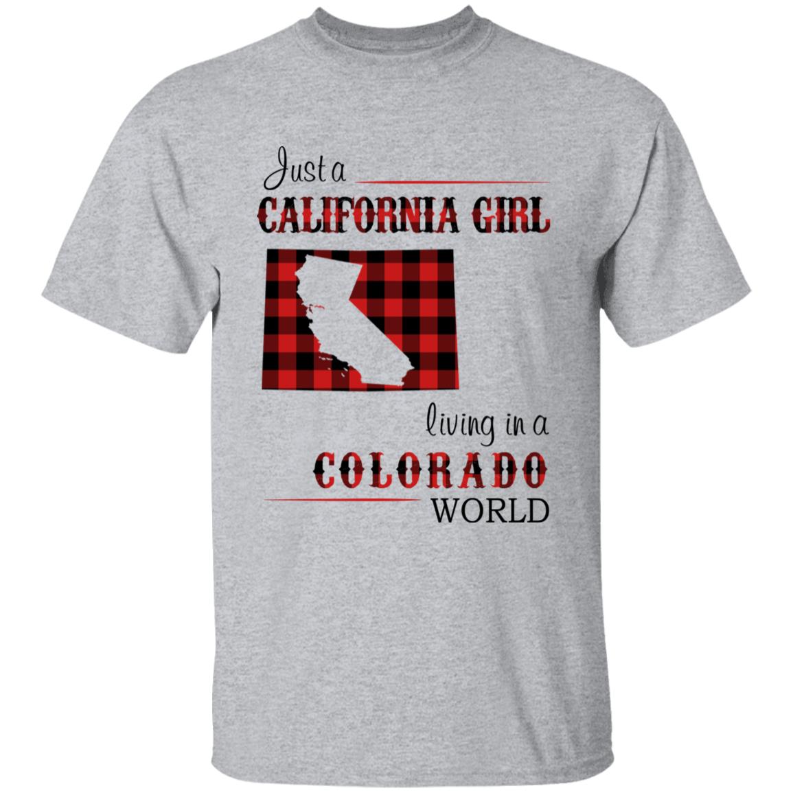 Just A California Girl Living In A Colorado World T-shirt - T-shirt Born Live Plaid Red Teezalo