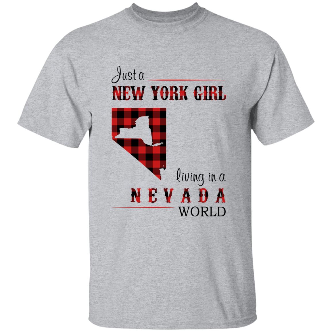 Just A New York Girl Living In A Nevada World T-shirt - T-shirt Born Live Plaid Red Teezalo