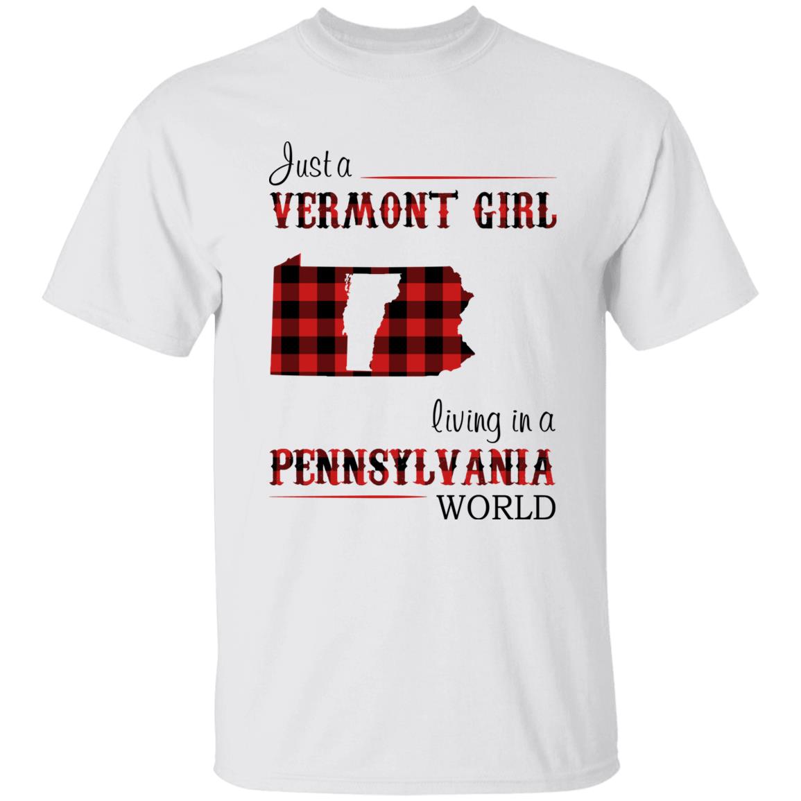 Just A Vermont Girl Living In A Pennsylvania World T-shirt - T-shirt Born Live Plaid Red Teezalo