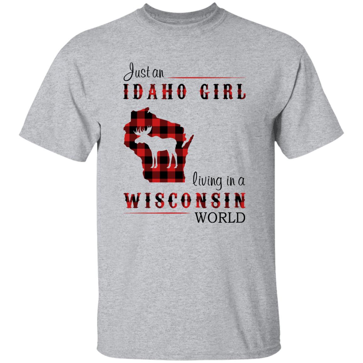 Just An Idaho Girl Living In A Wisconsin World T-shirt - T-shirt Born Live Plaid Red Teezalo