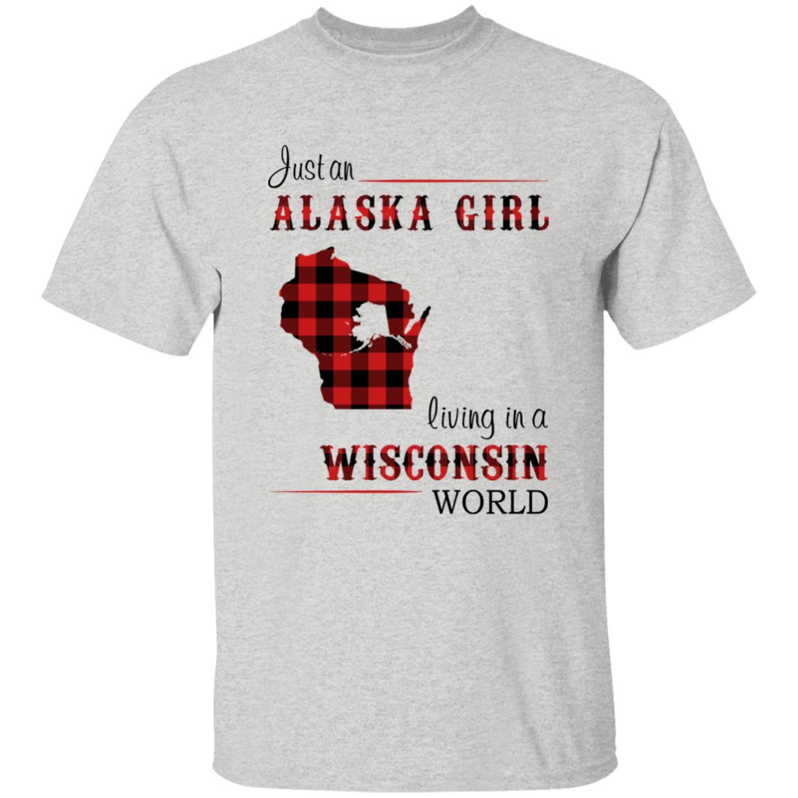 Just An Alaska Girl Living In A Wisconsin World T-shirt - T-shirt Born Live Plaid Red Teezalo