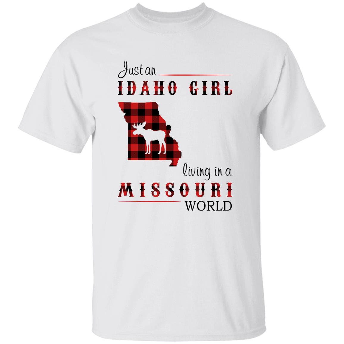 Just An Idaho Girl Living In A Missouri World T-shirt - T-shirt Born Live Plaid Red Teezalo