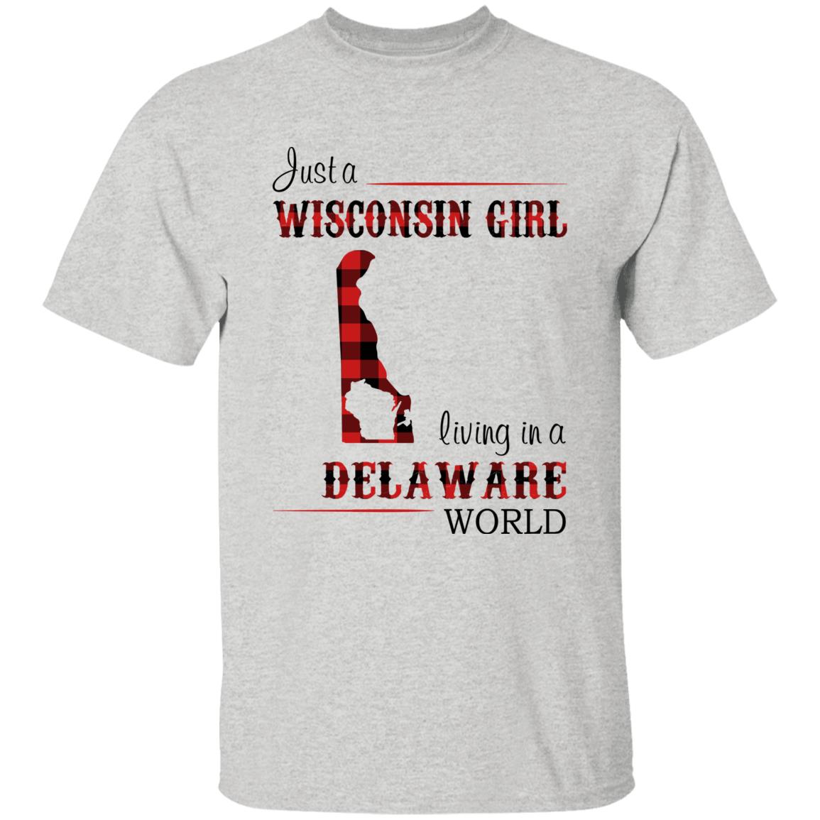 Just A Wisconsin Girl Living In A Delaware World T-shirt - T-shirt Born Live Plaid Red Teezalo