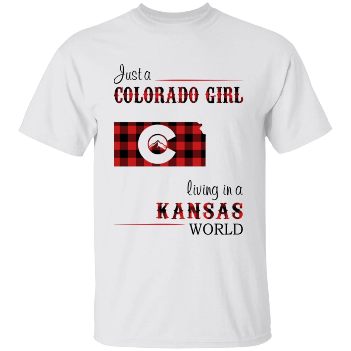 Just A Colorado Girl Living In A Kansas World T-shirt - T-shirt Born Live Plaid Red Teezalo