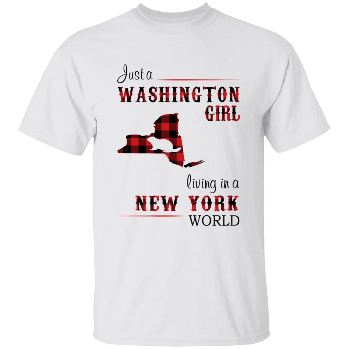 Just A Washington Girl Living In A New York World T-shirt - T-shirt Born Live Plaid Red Teezalo