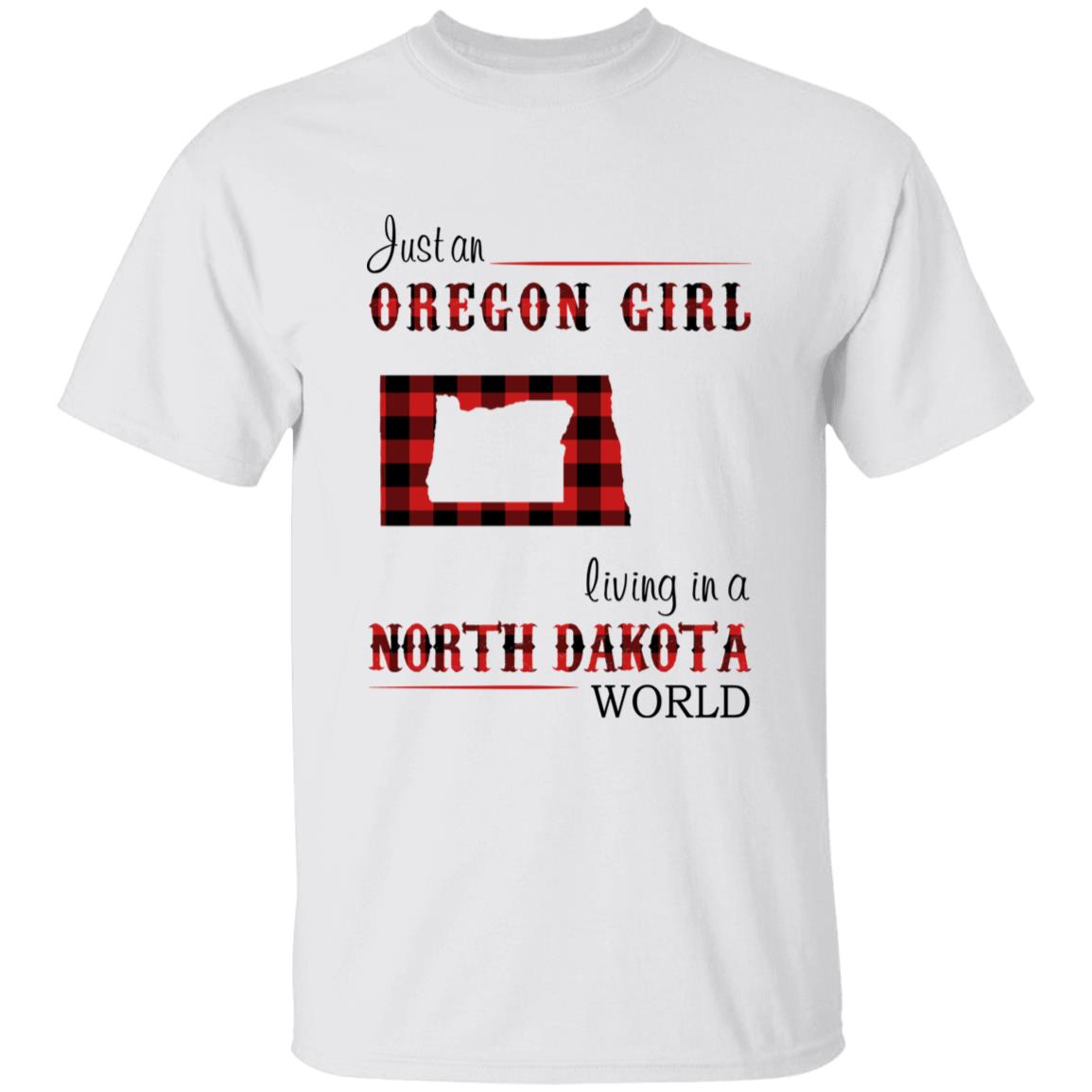 Just An Oregon Girl Living In A North Dakota World T-shirt - T-shirt Born Live Plaid Red Teezalo