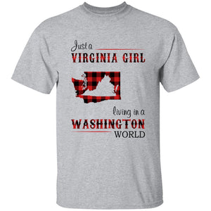 Just A Virginia Girl Living In A Washington World T-shirt - T-shirt Born Live Plaid Red Teezalo