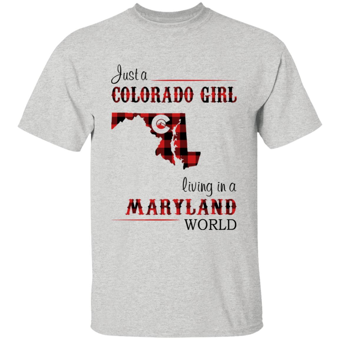 Just A Colorado Girl Living In A Maryland World T-shirt - T-shirt Born Live Plaid Red Teezalo