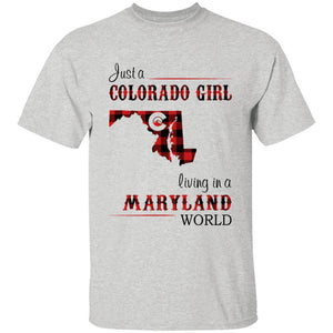 Just A Colorado Girl Living In A Maryland World T-shirt - T-shirt Born Live Plaid Red Teezalo