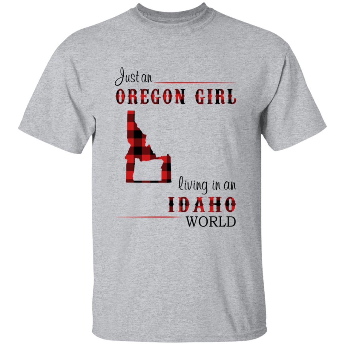 Just An Oregon Girl Living In An Idaho World T-shirt - T-shirt Born Live Plaid Red Teezalo