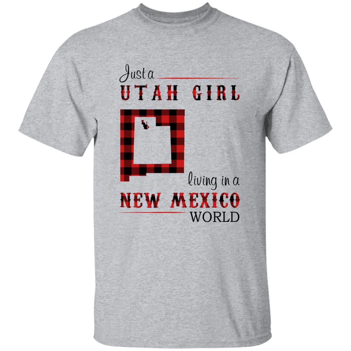 Just A Utah Girl Living In A New Mexico World T-shirt - T-shirt Born Live Plaid Red Teezalo