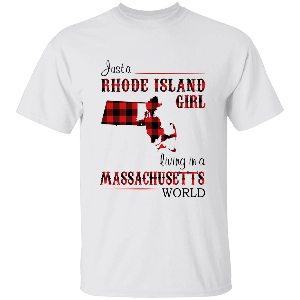 Just A Rhode Island  Girl Living In A Massachusetts World T-shirt - T-shirt Born Live Plaid Red Teezalo