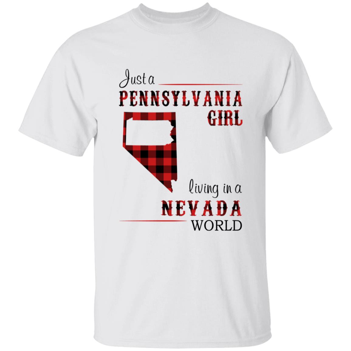 Just A Pennsylvania Girl Living In A Nevada World T-shirt - T-shirt Born Live Plaid Red Teezalo