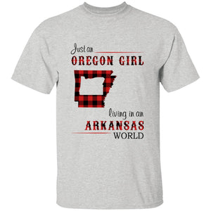 Just An Oregon Girl Living In An Arkansas World T-shirt - T-shirt Born Live Plaid Red Teezalo